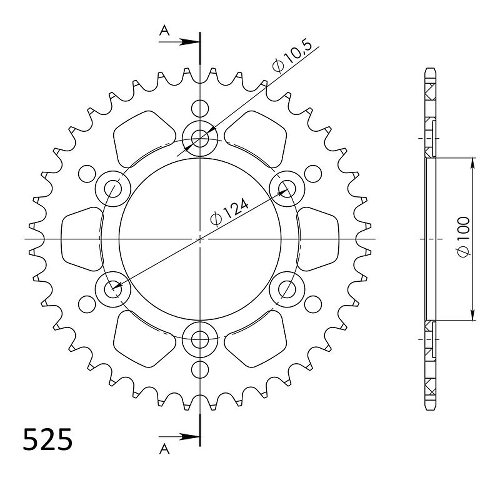 Supersprox aluminium roue d`entrainement 525 - 40Z (noir)