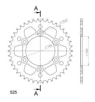 Supersprox alluminio rocchetto per catena 525 - 42Z (nero)