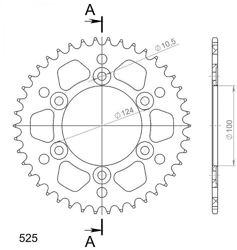 Supersprox aluminium roue d`entrainement 525 - 43Z (noir)