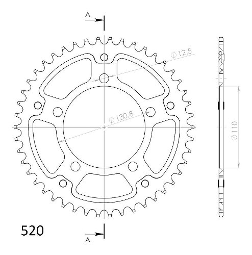 Supersprox Stealth rocchetto per catena 520 - 45Z (nero)