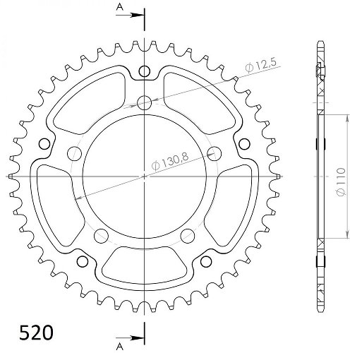 Supersprox Stealth rocchetto per catena 520 - 47Z (oro)