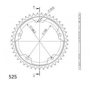 Supersprox acciaio rocchetto per catena 525 - 43Z (nero)