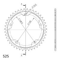 Supersprox acero rueda de cadena 525 - 44Z (negro)