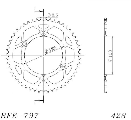 Supersprox acier roue d`entrainement 428 - 57Z (noir)