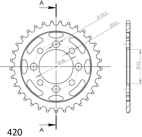 Supersprox Stahl-Kettenrad 420 - 30Z (schwarz)