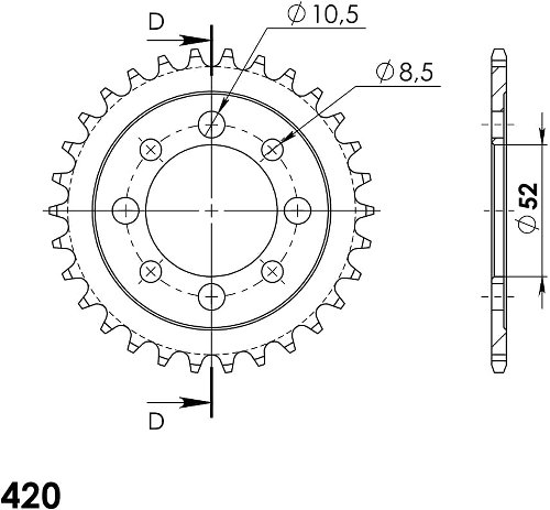 Supersprox Steel  Edge chain wheel 420 - 30Z (black)