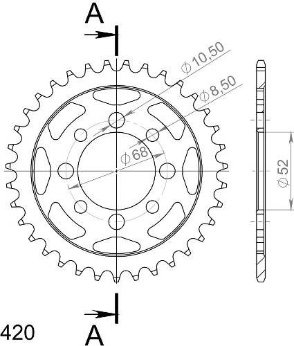 Supersprox acier roue d`entrainement 420 - 36Z (noir)