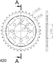 Supersprox acciaio rocchetto per catena 420 - 36Z (nero)