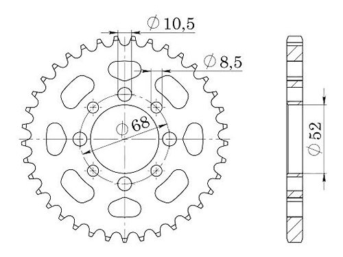 Supersprox acciaio rocchetto per catena 420 - 43Z (nero)