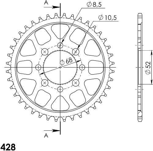 Supersprox Stahl-Kettenrad 428 - 34Z (schwarz)