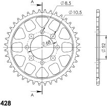 Supersprox acero rueda de cadena 428 - 34Z (negro)