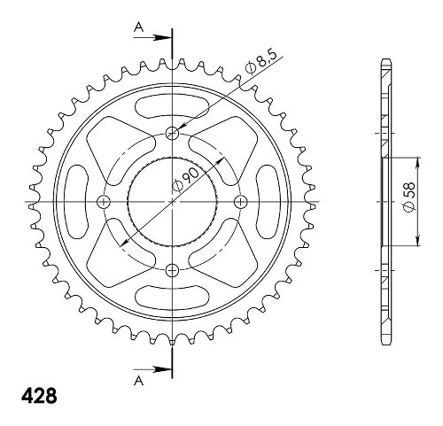 Supersprox Steel Chain wheel 428 - 45Z (black)