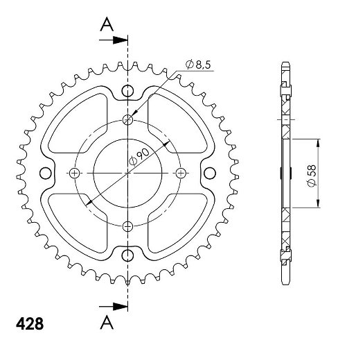 Supersprox Stealth rocchetto per catena 428 - 45Z (oro)