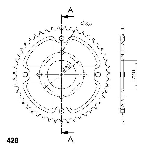 Supersprox Stealth rueda de cadena 428 - 47Z (oro)