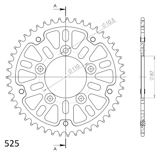 Supersprox Stealth rocchetto per catena 525 - 42Z (oro)