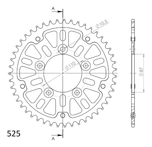 Supersprox Stealth Chain wheel 525 - 44Z (black)