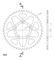 Supersprox alluminio rocchetto per catena 525 - 48Z (nero)