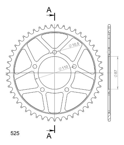 Supersprox acciaio rocchetto per catena 525 - 49Z (nero)