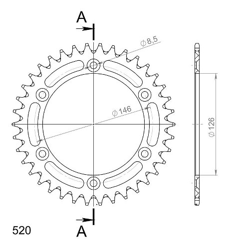 Supersprox aluminium roue d`entrainement 520 - 38Z (or)