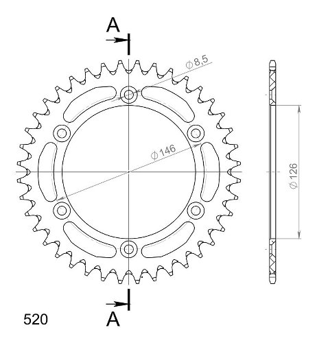 Supersprox aluminium roue d`entrainement 520 - 40Z (noir)