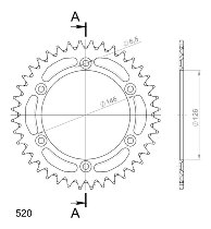 Supersprox alluminio rocchetto per catena 520 - 40Z (nero)