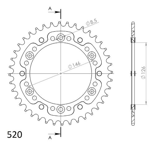 Supersprox Stealth Chain wheel 520 - 40Z (black)