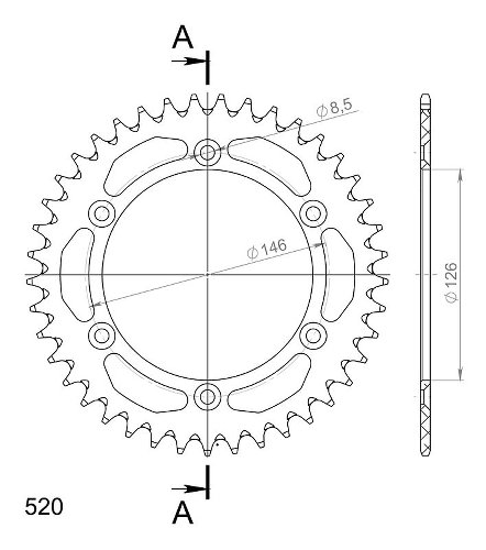 Supersprox aluminium roue d`entrainement 520 - 41Z (or)