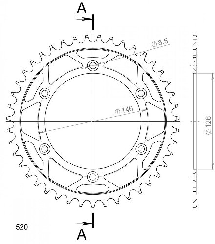 Supersprox acier roue d`entrainement 520 - 42Z (noir)