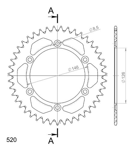 Supersprox aluminium roue d`entrainement 520 - 43Z (noir)