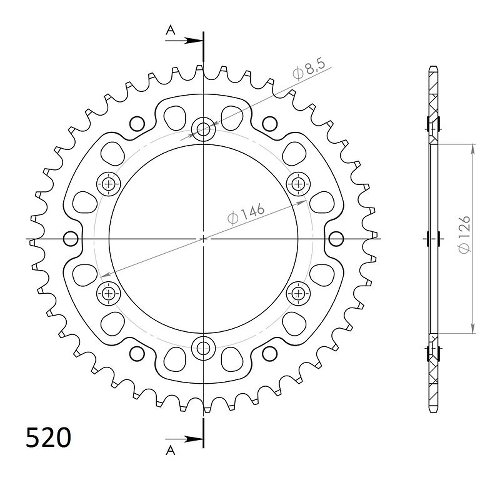 Supersprox Stealth rocchetto per catena 520 - 43Z (nero)