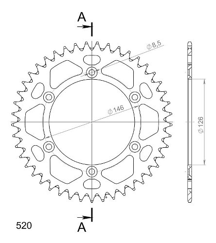 Supersprox Aluminium Chain wheel 520 - 45Z (black)