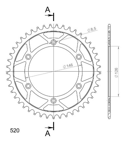 Supersprox Stealth Chain wheel 520 - 45Z (blue)