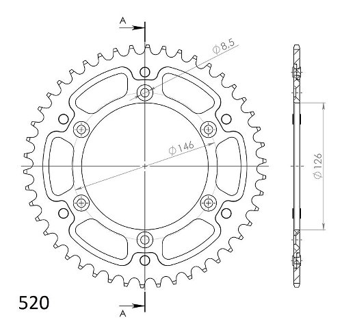 Supersprox Stealth rueda de cadena 520 - 45Z (rojo)