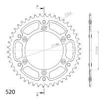 Supersprox Stealth rueda de cadena 520 - 45Z (rojo)