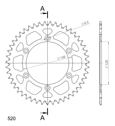 Supersprox aluminium roue d`entrainement 520 - 47Z (noir)