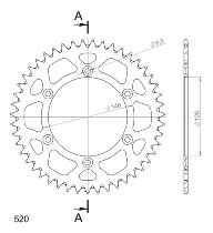 Supersprox alluminio rocchetto per catena 520 - 47Z (nero)