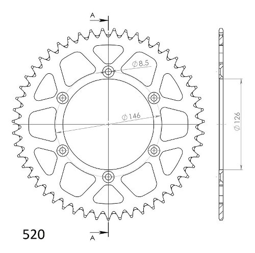 Supersprox Aluminium Chain wheel 520 - 48Z (blue)