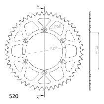 Supersprox alluminio rocchetto per catena 520 - 48Z (azurro)