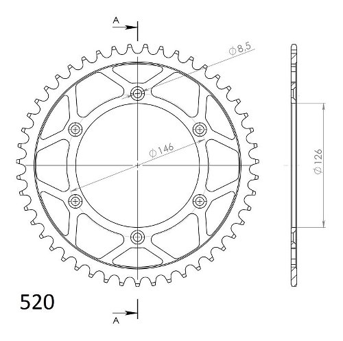 Supersprox Stealth rueda de cadena 520 - 48Z (azul)