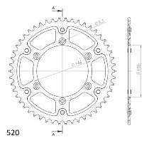 Supersprox Stealth rueda de cadena 520 - 48Z (rojo)