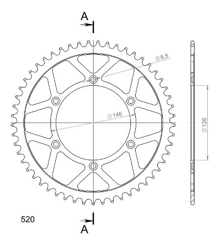 Supersprox acier roue d`entrainement 520 - 53Z (noir)