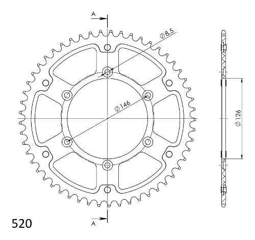 Supersprox Stealth rueda de cadena 520 - 53Z (oro)