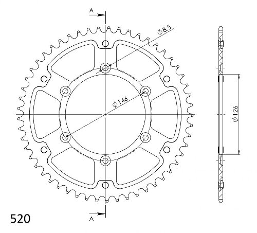 Supersprox Stealth rueda de cadena 520 - 54Z (oro)