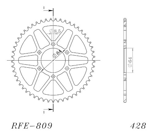 Supersprox Steel Chain wheel 428 - 51Z (black)