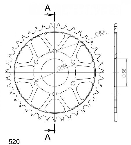 Supersprox acier roue d`entrainement 520 - 36Z (noir)