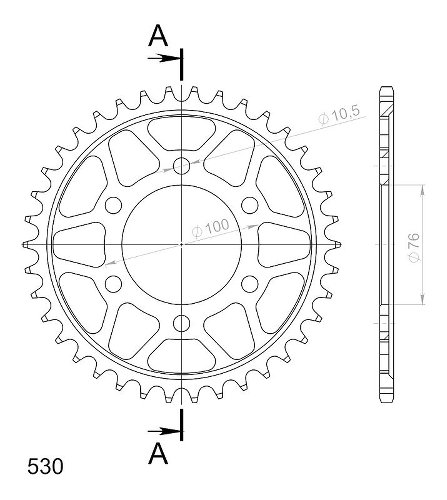 Supersprox acciaio rocchetto per catena 530 - 38Z (nero)