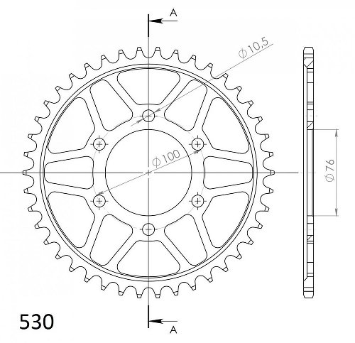 Supersprox acero rueda de cadena 530 - 40Z (negro)