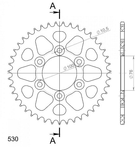 Supersprox aluminium roue d`entrainement 530 - 42Z (noir)