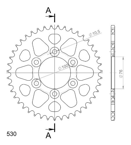 Supersprox aluminium roue d`entrainement 530 - 43Z (noir)