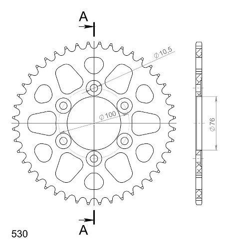 Supersprox aluminium roue d`entrainement 530 - 44Z (noir)